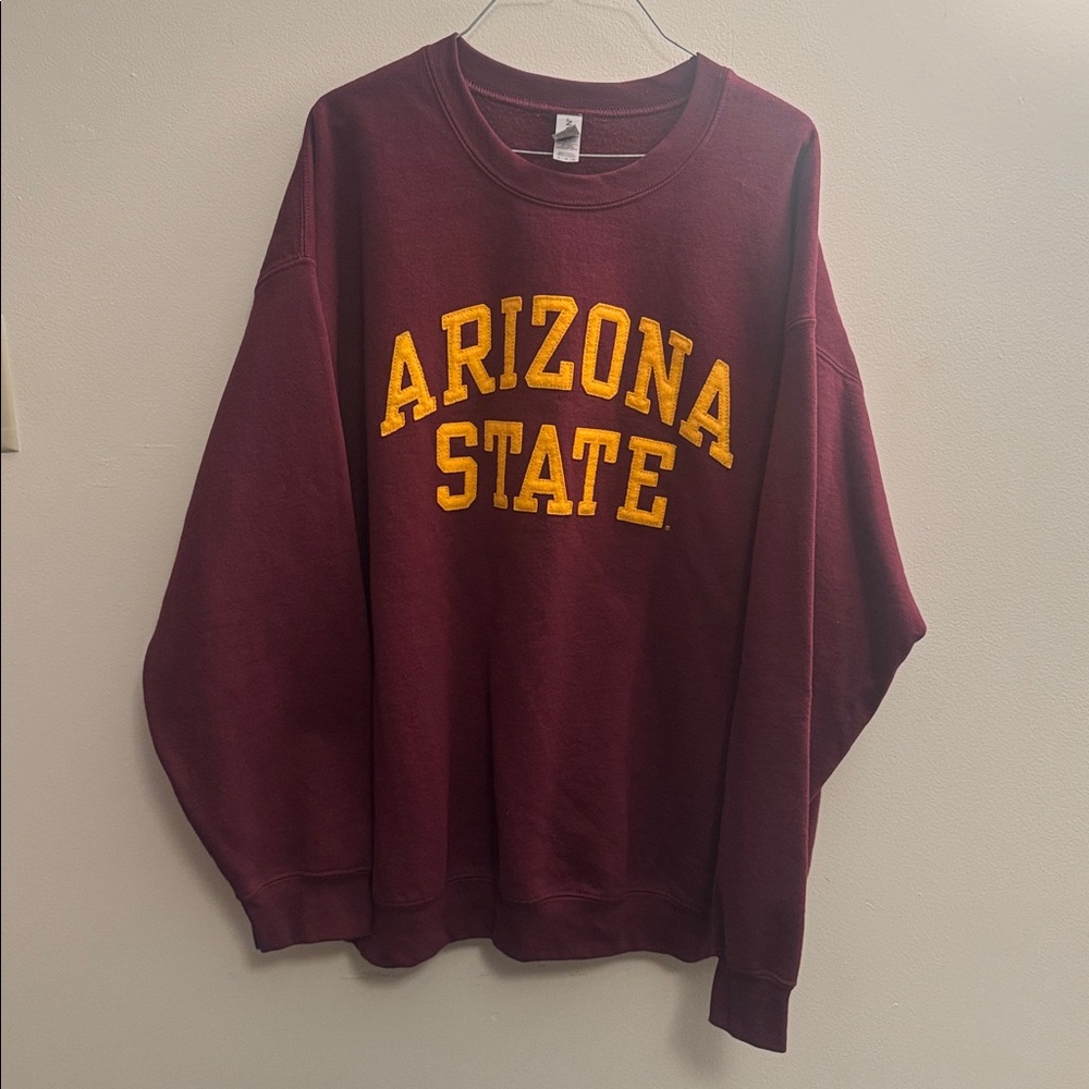 Arizona State Unisex XL Burgundy Crew Neck Sweatshirt Embroidered Cotton Blend